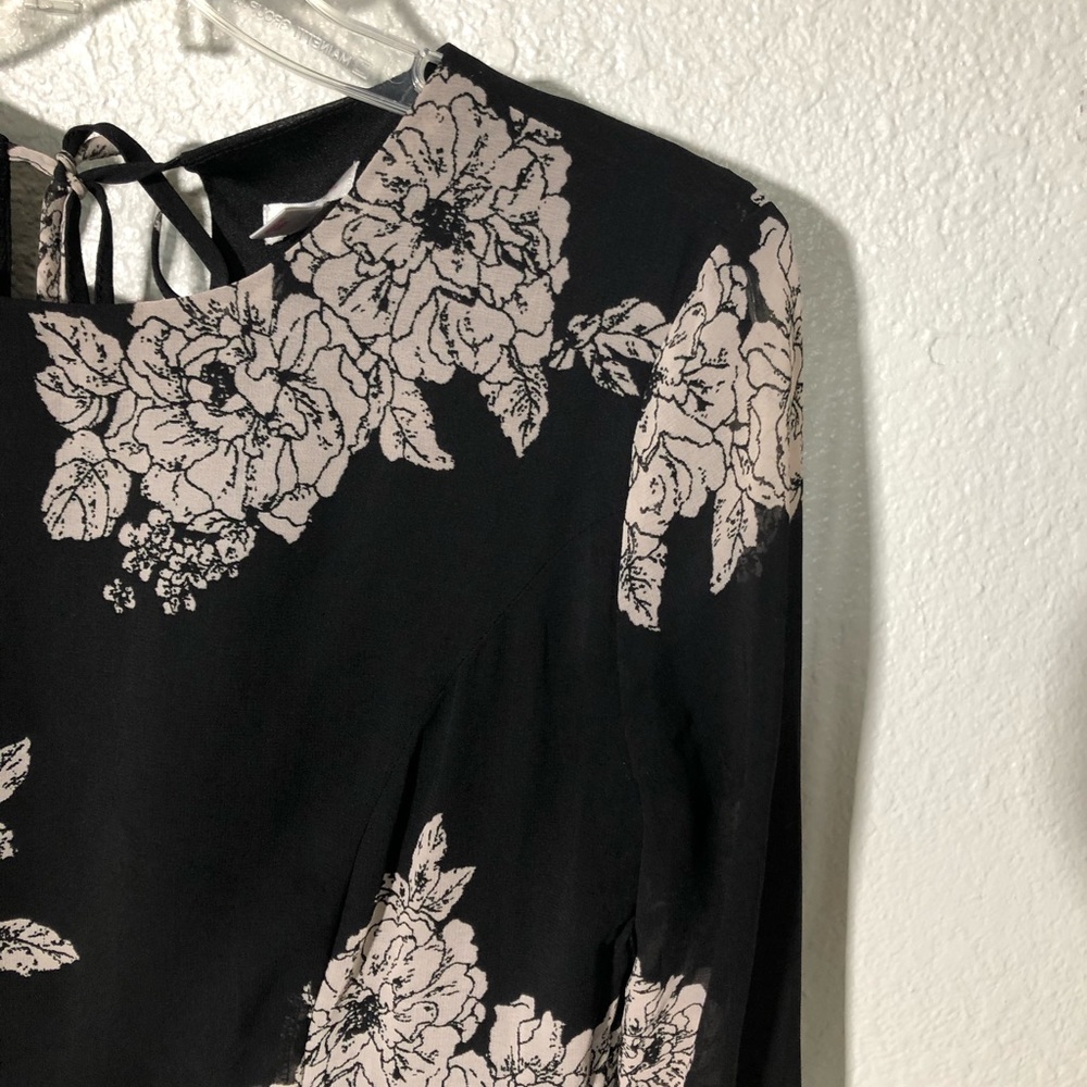 Black Flower Print Dress. Size Small - Picture 3 of 7